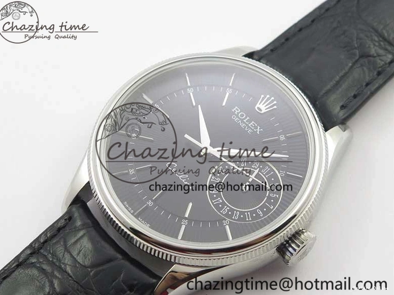 0510 Cellini 50519 Real Date SS BP Maker Best Edition Black Dial Sticks Markers on Black Leather Strap SA Affordable 3087